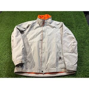 Vintage Nautica Competition Jacket Mens Orange‎ Lined Zip Up Gray Large